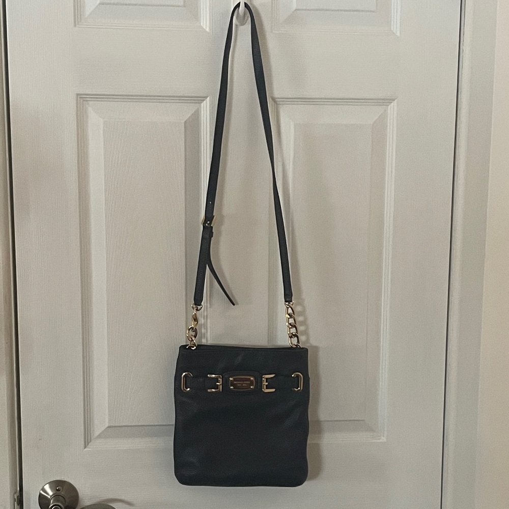 Michael Kors Dark Blue Hamilton Crossbody Bag with Gold Accents - Picture 4 of 15